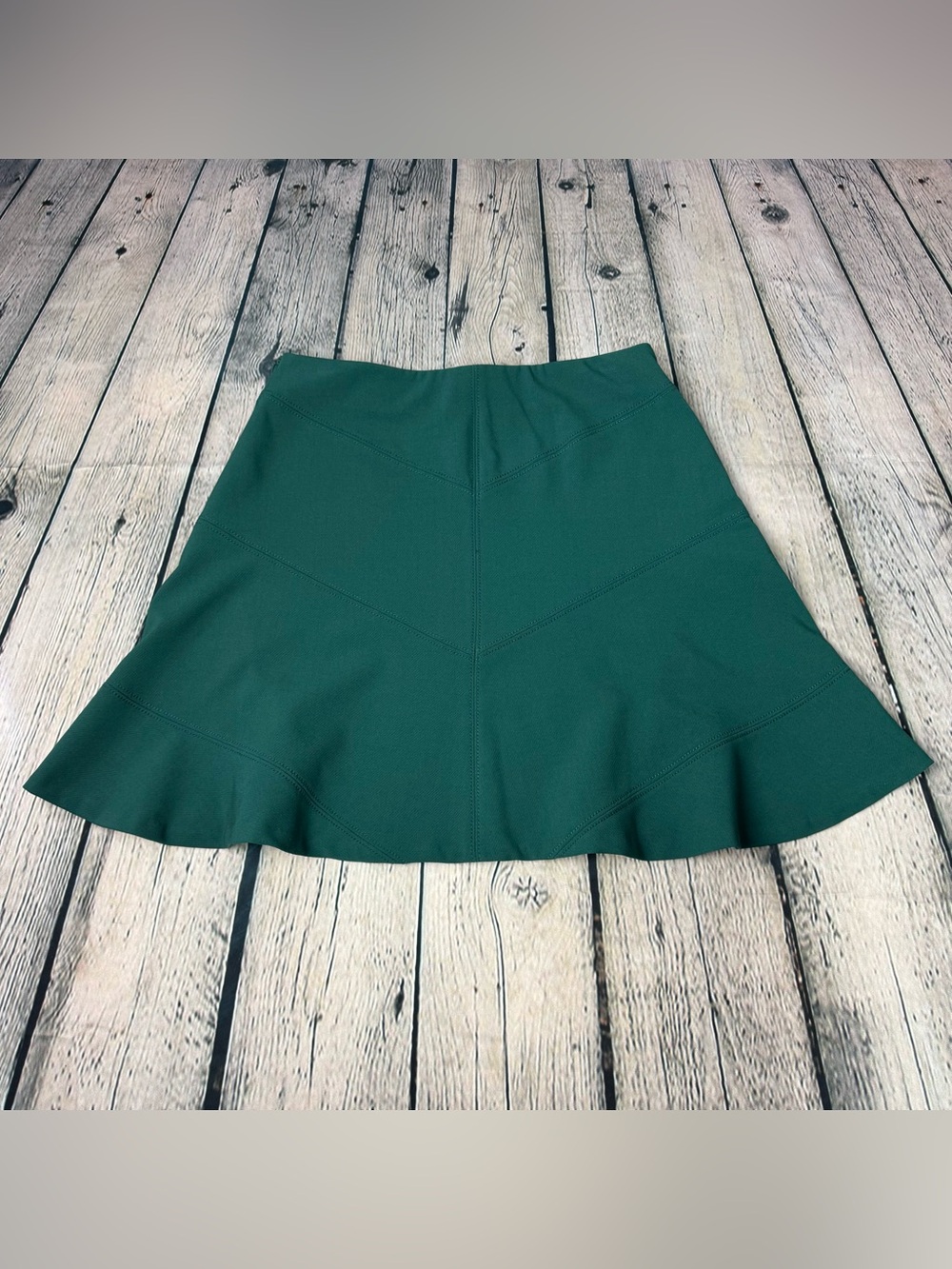 LOFT Ann Taylor Petite NWT Emerald Green Fit & Flare A-Line Mini Skirt Size 6P - Picture 3 of 8